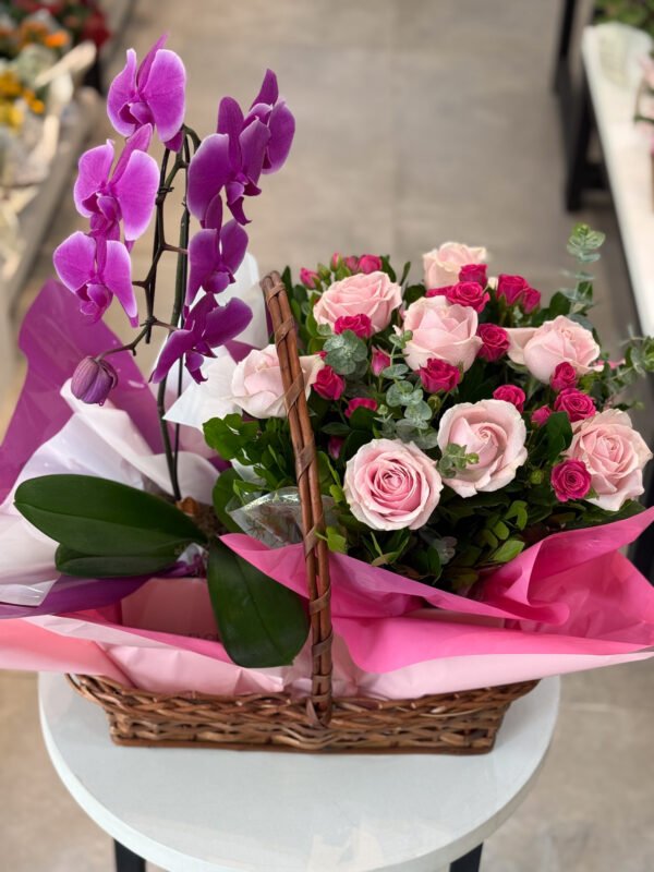 Cesta Dueto Floral - tons de rosa - Imagem 2