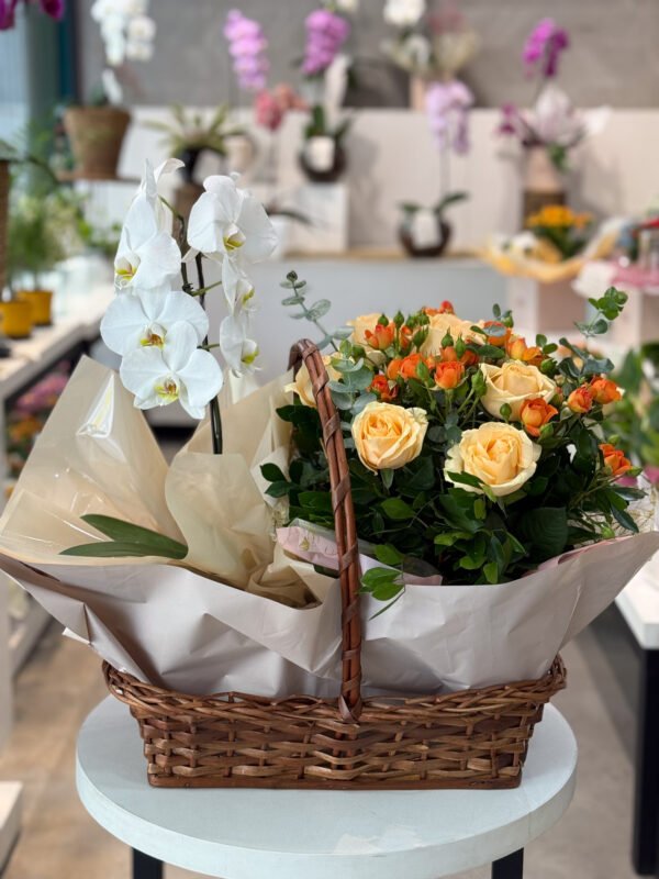 Cesta Dueto Floral - tons pastéis